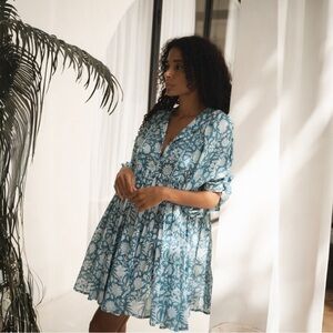 Daughters of India Kyra Mini Dress- Ocean Blue